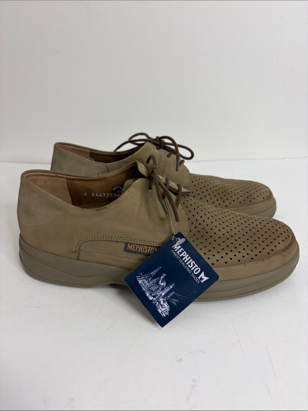 New Mepshisto Shoes Mens US 7 Beige Tan Nubuck Leather Lace Up Derby Air Jet